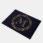 Golden Floral Monogram Deurmat (Schuin)