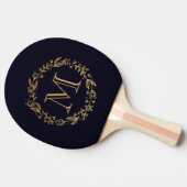 Golden Floral Monogram Tafeltennisbatje (Zijkant)