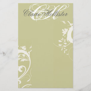 Golden Floral Monogrammed Swirls Vrouwelijk Briefpapier