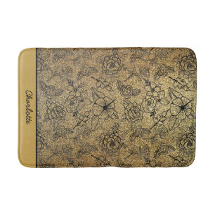Golden floral naadloos patroon, gepersonaliseerde badmat