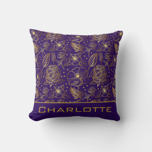 Golden floral naadloos patroon, gepersonaliseerde kussen