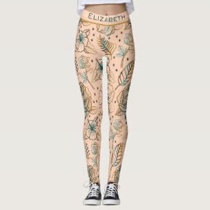 Golden floral naadloos patroon, gepersonaliseerde  leggings