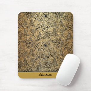 Golden floral naadloos patroon, gepersonaliseerde muismat
