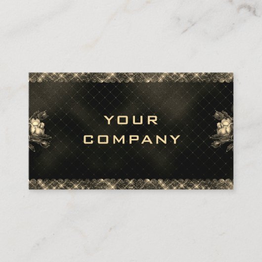 Golden Floral omwoeld zwart goud Visitekaartje (Voorkant)