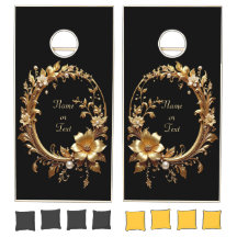 Golden Floral Ornate Cornhole Set