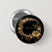 Golden Floral Ornate Frame Button (Voorkant /achterkant)
