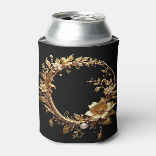Golden Floral Ornate Frame Can Cooler (Blikje Voorkant)