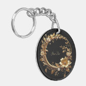 Golden Floral Ornate Frame Keychain (Voorkant Links)