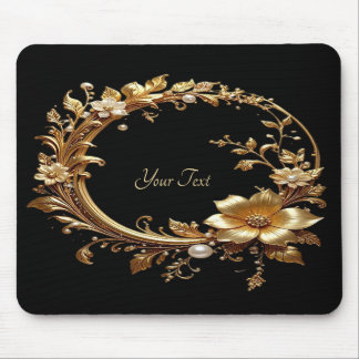 Golden Floral Ornate Frame Mousepad Muismat
