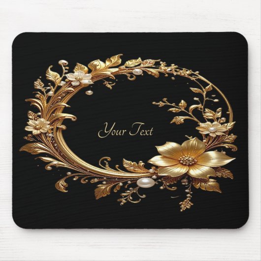 Golden Floral Ornate Frame Mousepad Muismat (Voorkant)