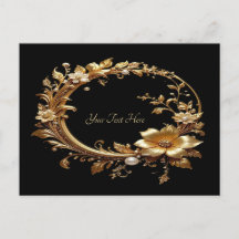 Golden Floral Ornate Frame Postcard