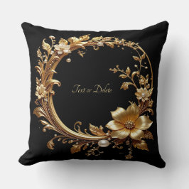 Golden Floral Ornate Frame Throw Pillow Kussen