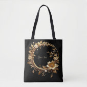 Golden Floral Ornate Frame Tote Bag (Devant)