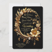 Golden Floral Ornate Frame Wedding Invitation (Devant)