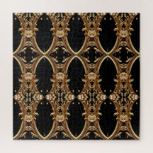Golden Floral Ornate Jigsaw Puzzle