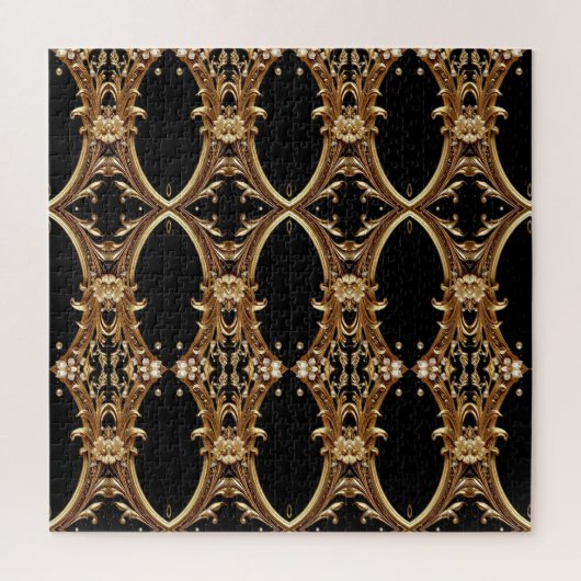 Golden Floral Ornate Jigsaw Puzzle (Vertical)