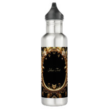 Golden Floral Ornate Water Bottle