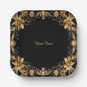 Golden Floral Paper Bord