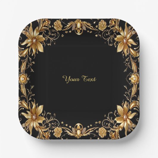Golden Floral Paper Bord (Voorkant)