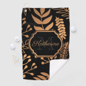 Golden Floral Pattern Golfhanddoek (Insitu)