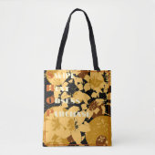 Golden Floral Pattern Shopping Draagtas (Voorkant)