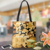 Golden Floral Pattern Shopping Draagtas