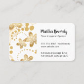 Golden Floral Pattern Visitekaartje (Achterkant)