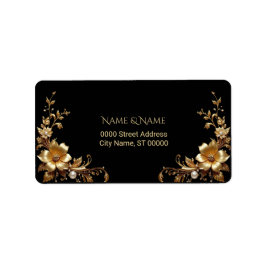 Golden Floral Return Address Label