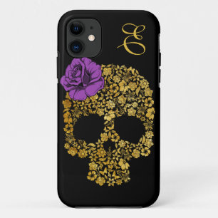 Golden Floral schedel met Roos iPhone 5 Hoesje