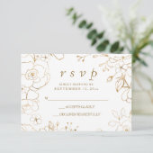 Golden Floral Simple Elegant Wedding RSVP (Staand voorkant)