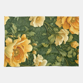 Golden Floral Tapestry Theedoek