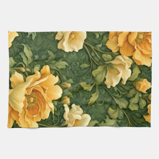Golden Floral Tapestry Theedoek (Horizontaal)