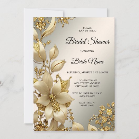 Golden Floral Vrijgezellenfeest Kaart (Voorkant)