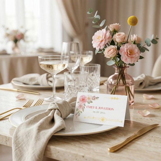 Golden Floral Waterverf bruiloft