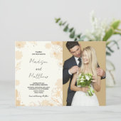 Golden Floral Wedding Invitations avec photo (Debout devant)