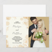 Golden Floral Wedding Invitations avec photo (Devant / Derrière)
