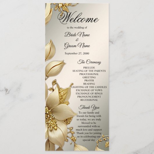 Golden Floral Wedding Programma (Voorkant)