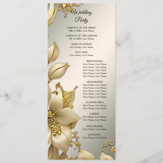 Golden Floral Wedding Programma (Achterkant)