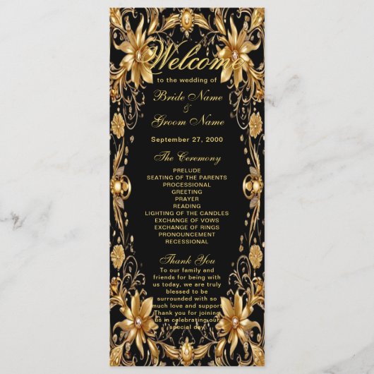 Golden Floral Wedding Programma (Voorkant)