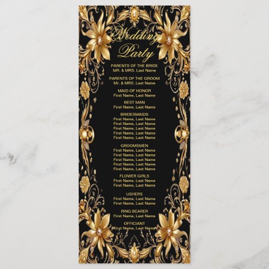 Golden Floral Wedding Programma (Achterkant)