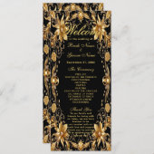 Golden Floral Wedding Programma (Voorkant / Achterkant)