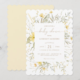 Golden Floral   Wilde bloem Gewalste Baby shower Kaart
