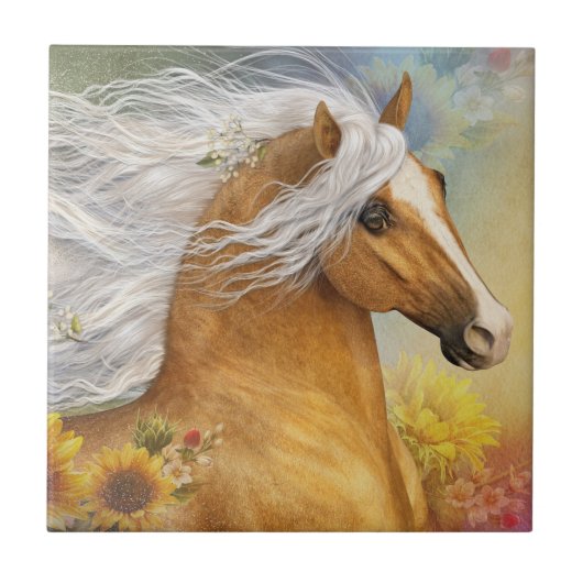 Golden Flower Art Tile Tegeltje (Voorkant)