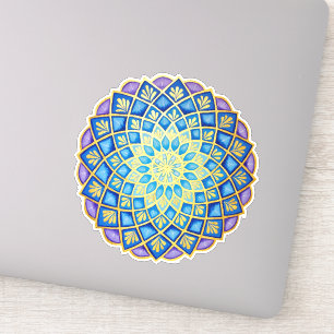 Golden Flower Blue Paars Mandala Sticker
