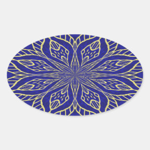 Golden Flower Mandala Ovale Sticker