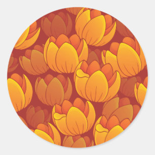 Golden Flower Pattern Ronde Sticker