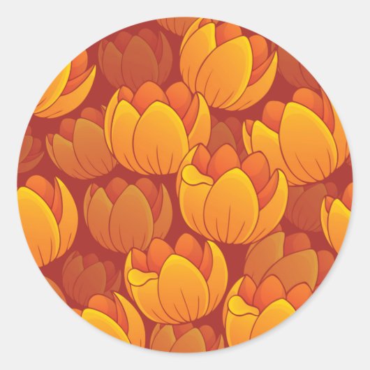Golden Flower Pattern Ronde Sticker (Voorkant)