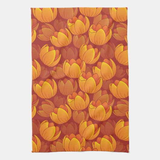 Golden Flower Pattern Theedoek (Verticaal)