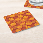 Golden Flower Pattern Vierkante Kartonnen Onderzetter (Schuin)