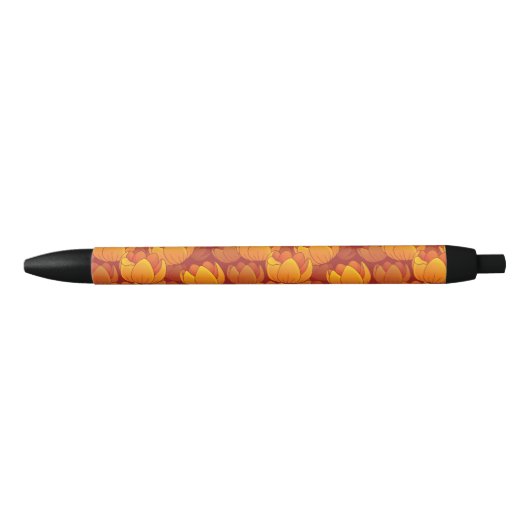 Golden Flower Pattern Zwarte Inkt Pen (Voorkant)